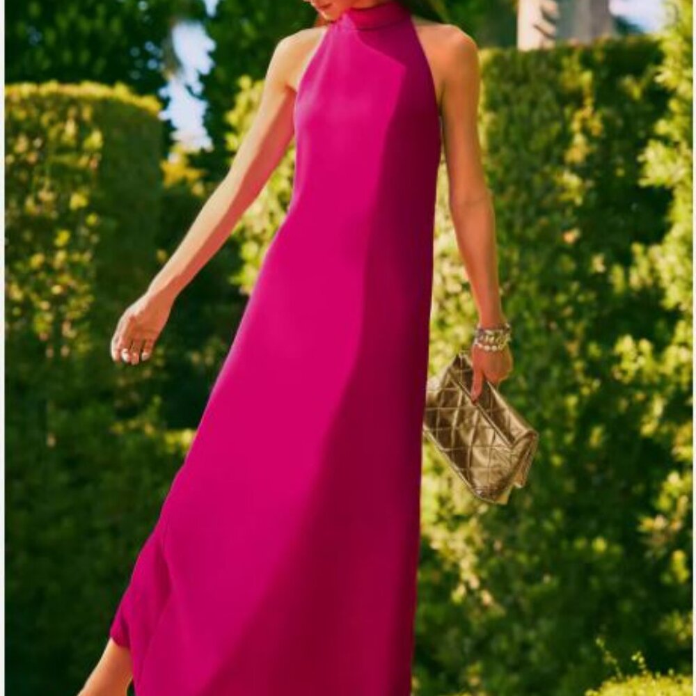 NWT $248 Lilly PulitzerMystique Pink Alaric Halter Maxi Dress Size 2